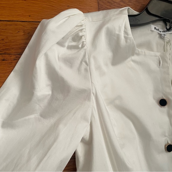 NWT Reformation Lovisa Long Sleeve Stretch Organic Cotton Minidress White Size 2 - Picture 4 of 9